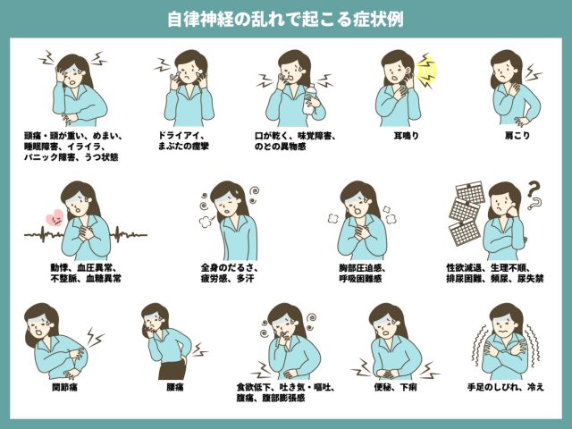 自律神経の乱れで起こる症状例